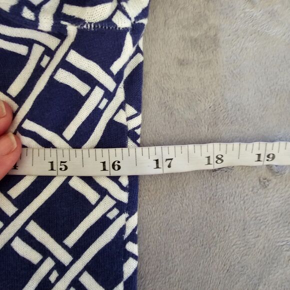 LL Bean Cardigan Sweater Top Womens Small Blue White Supima Cotton Long Sleeve - Picture 5 of 8